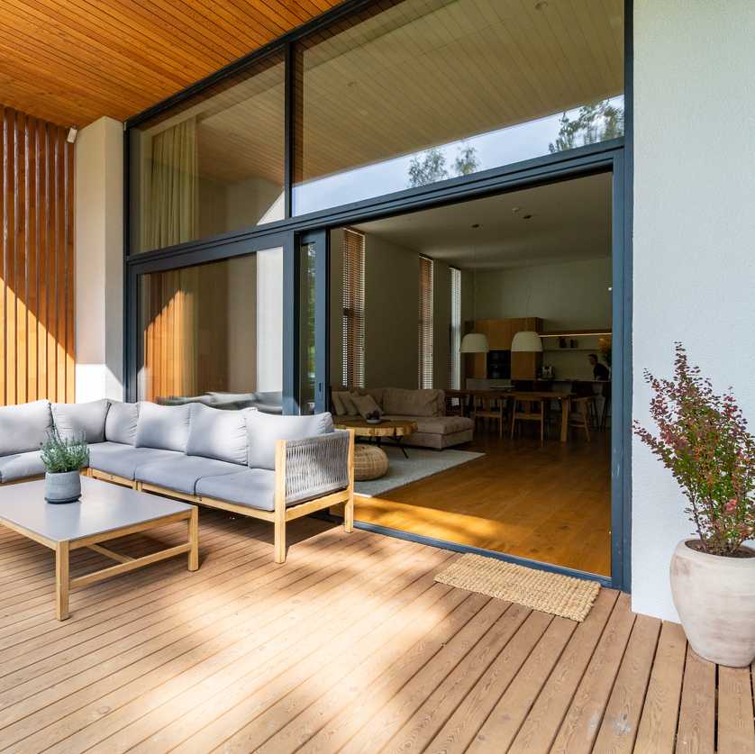 Cozy patio with entrance to the house