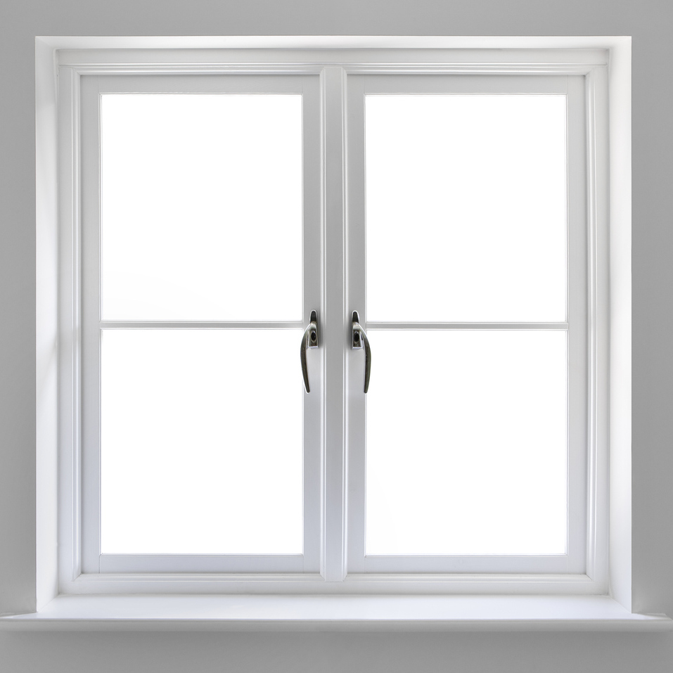 double white windows with clipping path